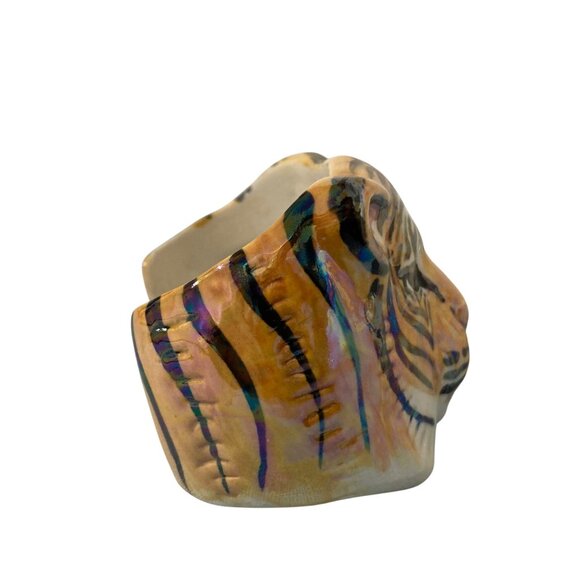 Karen Kelleher Signed KM One Of A Kind Ceramic Tiger Cuff Bracelet Luster Finish - Picture 6 of 10